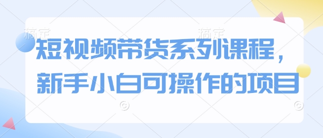 短视频带货系列课程，新手小白可操作的项目 - 搞薯条网-搞薯条网